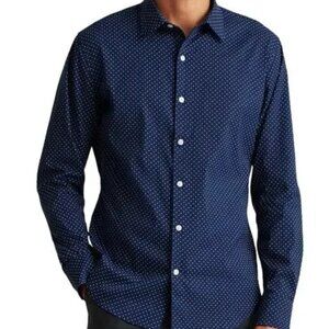 Bonobos Men's Tech Long Sleeve Button Down Shirt Deep Blue Bay Dot